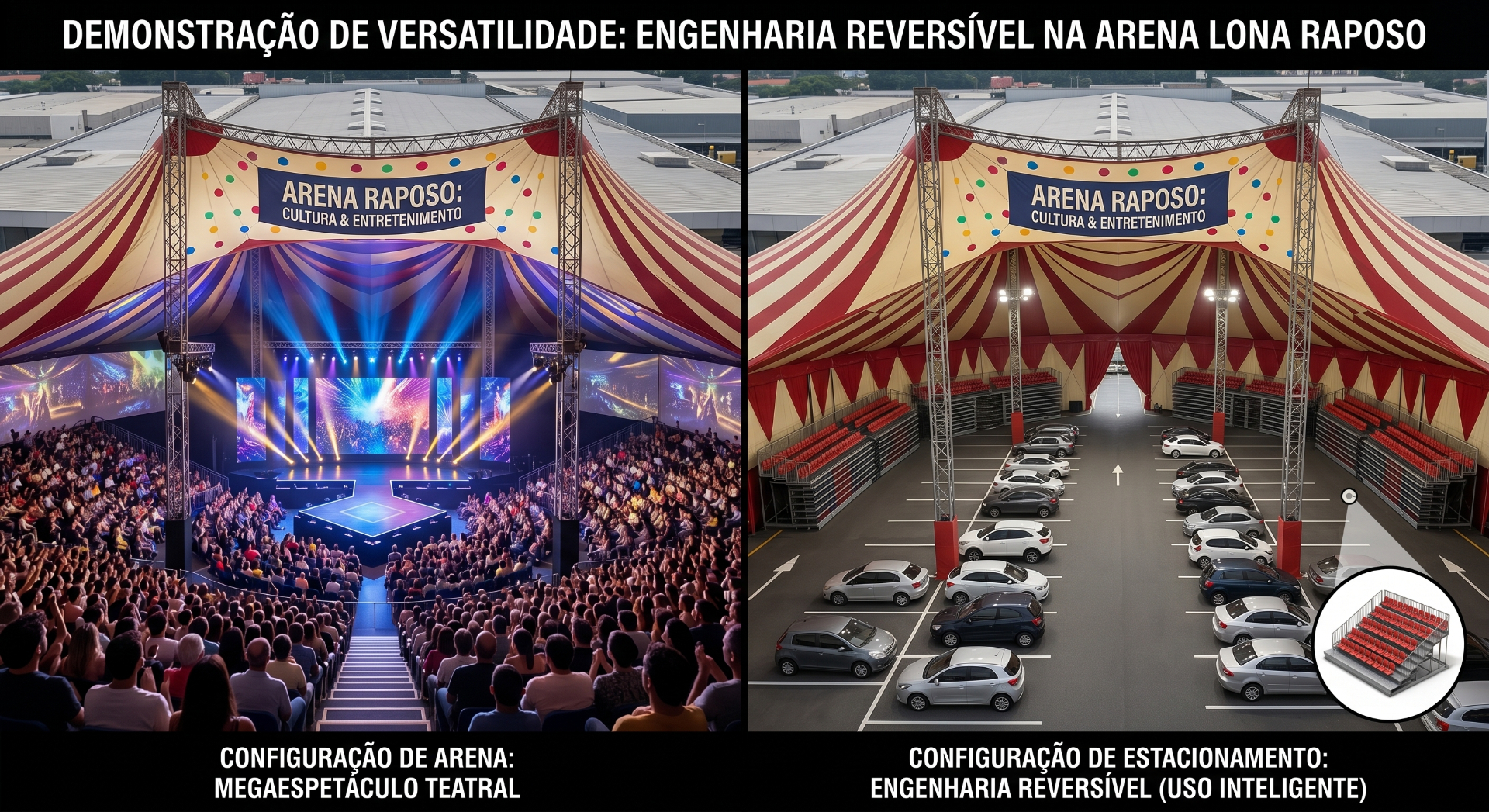 Demonstração de versatilidade: engenharia reversível na Arena Lona Raposo